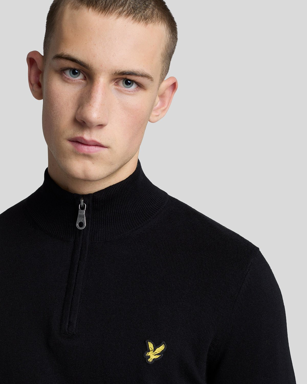 Lyle & Scott Cotton Merino Quarter Zip, Jet Black