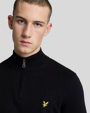 Lyle & Scott Cotton Merino Quarter Zip, Jet Black