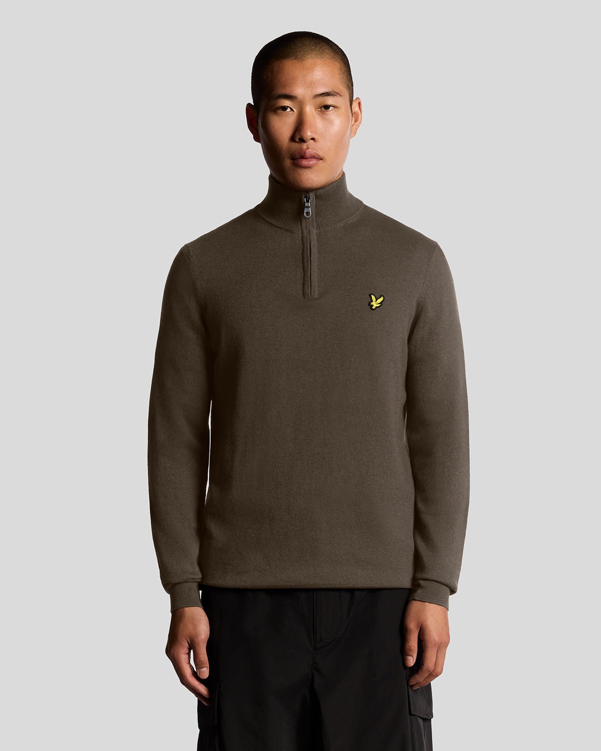 COTTON MERINO QUARTER ZIP ESPRESSO