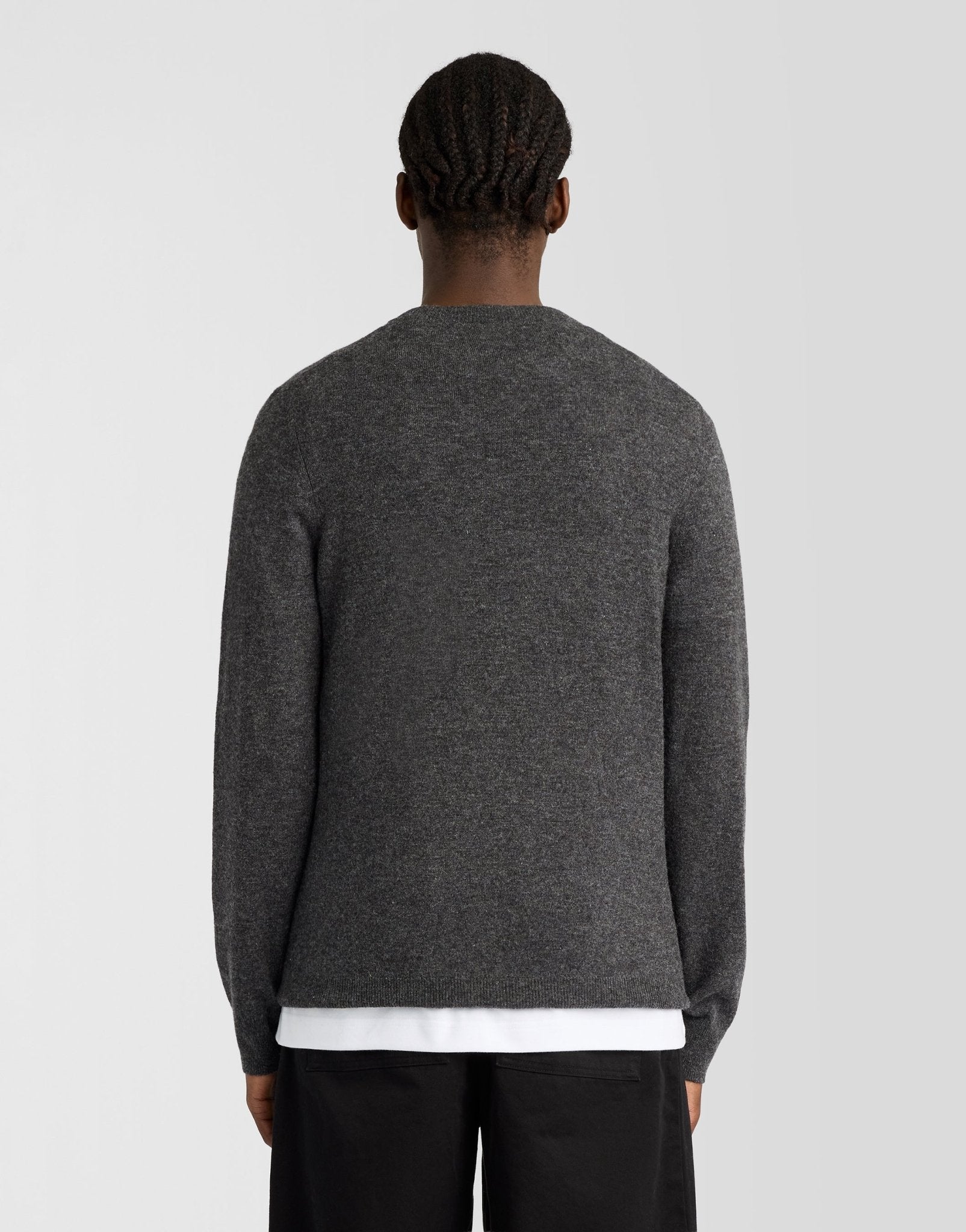 Lyle & Scott Lambswool Blend Crew Neck Jumper, Charcoal Marl
