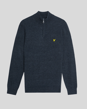 Lyle & Scott Lambswool Blend Quarter Zip Jumper, Dark Navy Marl