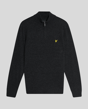 Lyle & Scott Lambswool Blend Quarter Zip Jumper, Jet Black Marl