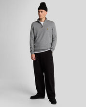 Lyle & Scott Cotton Merino Quarter Zip, Mid Grey Marl