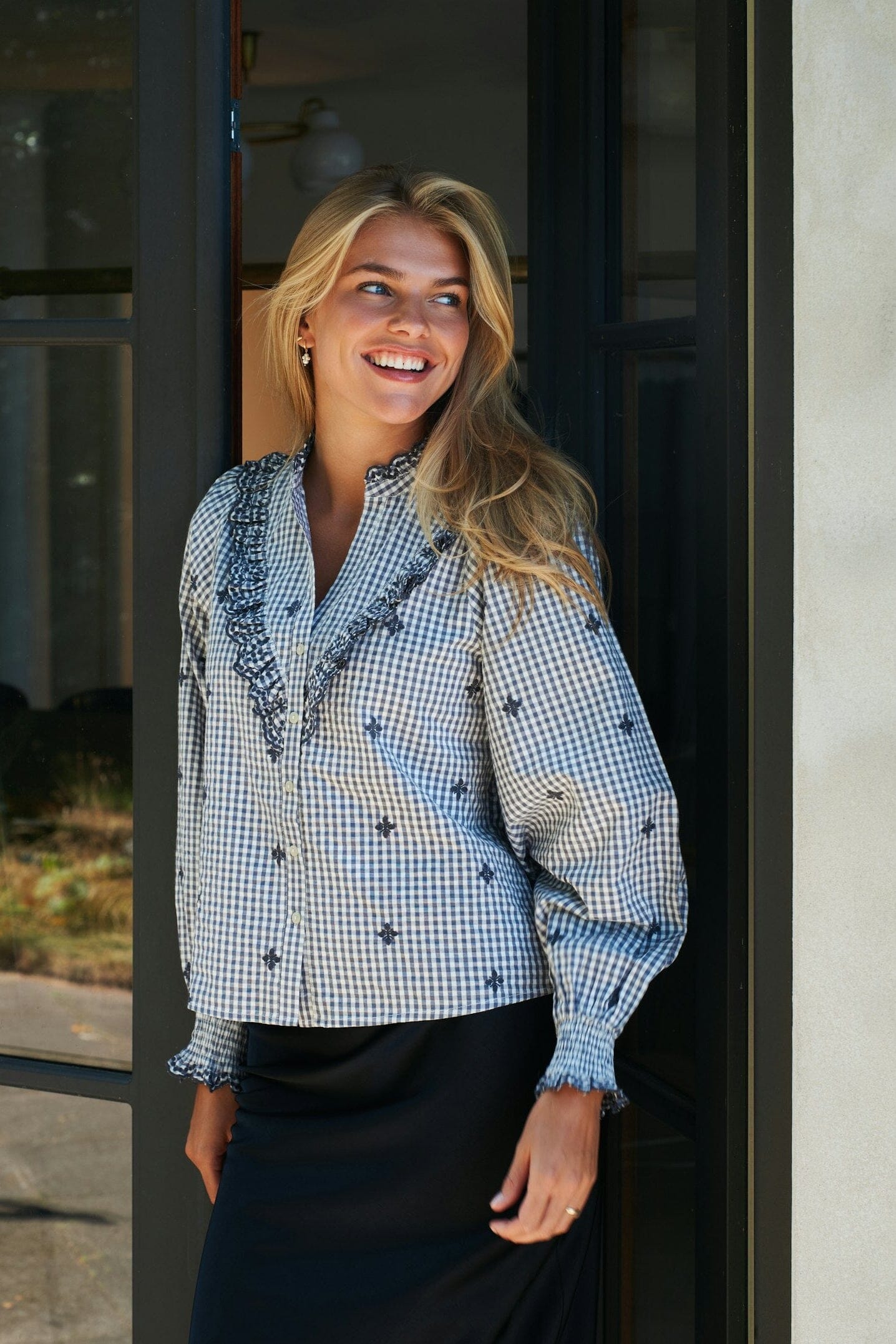 DEGAS CHECK BLOUSE 130 GREY