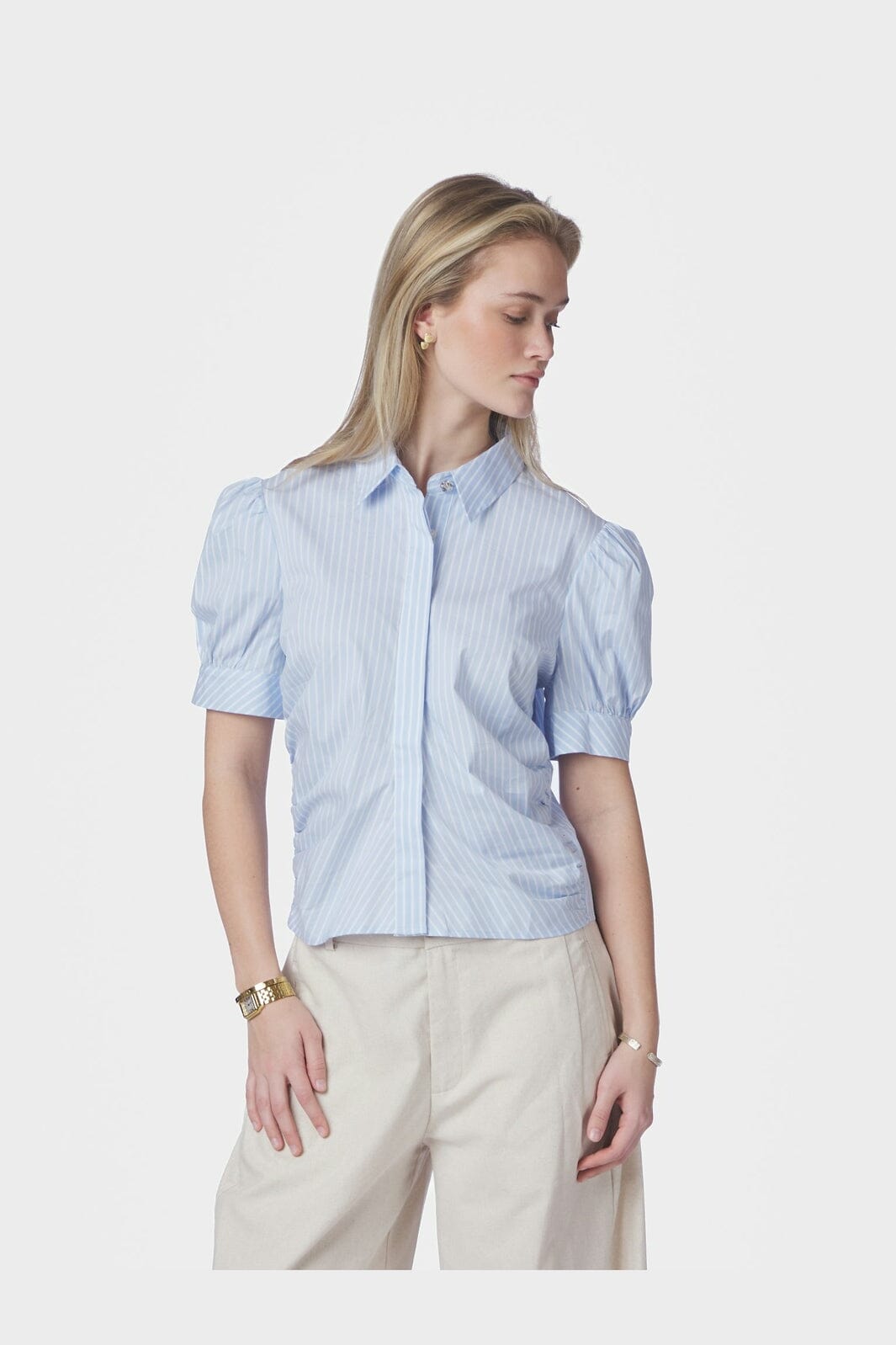 Frannie Soft Stripe Shirt - 145 LIGHT BLUE