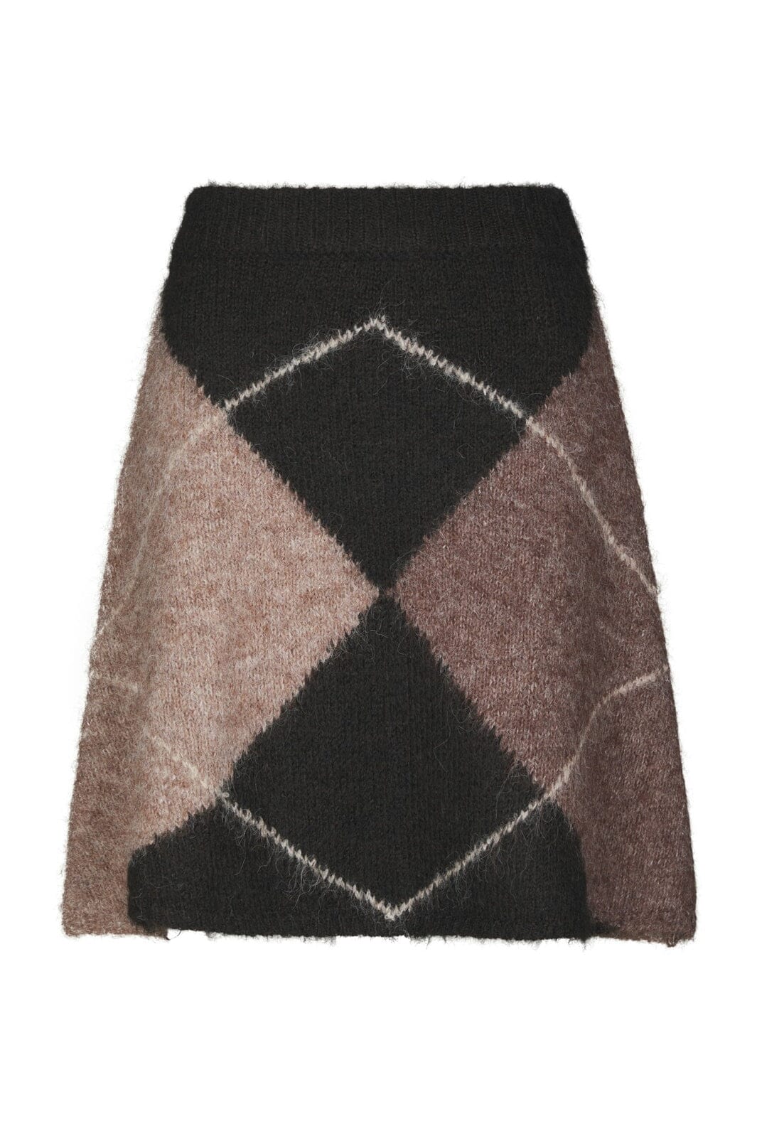 GISA CHECK FLUFF KNIT SKIRT