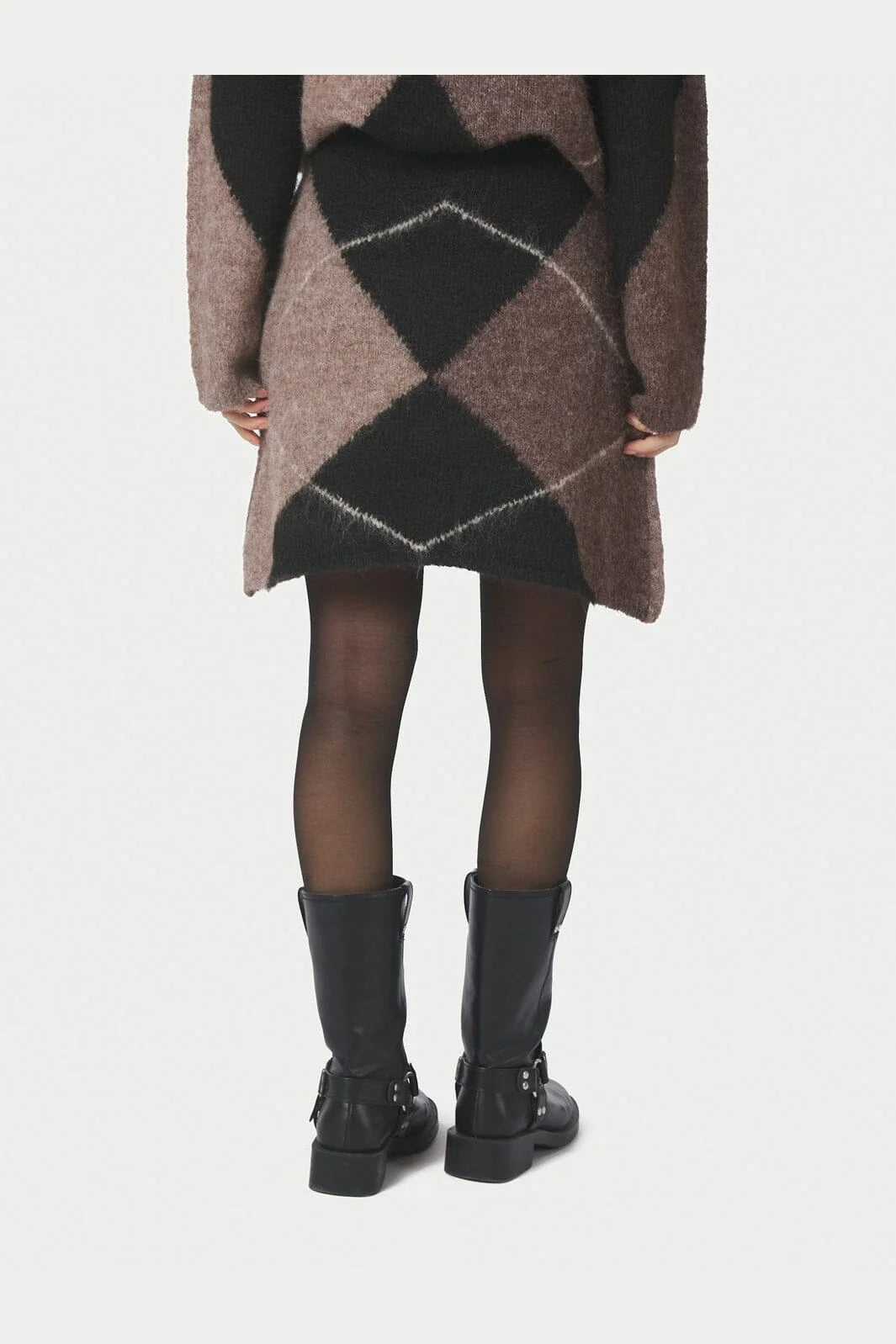 GISA CHECK FLUFF KNIT SKIRT