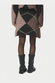 GISA CHECK FLUFF KNIT SKIRT
