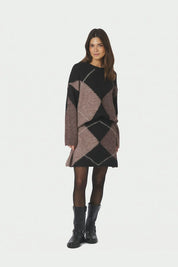 GISA CHECK FLUFF KNIT SKIRT