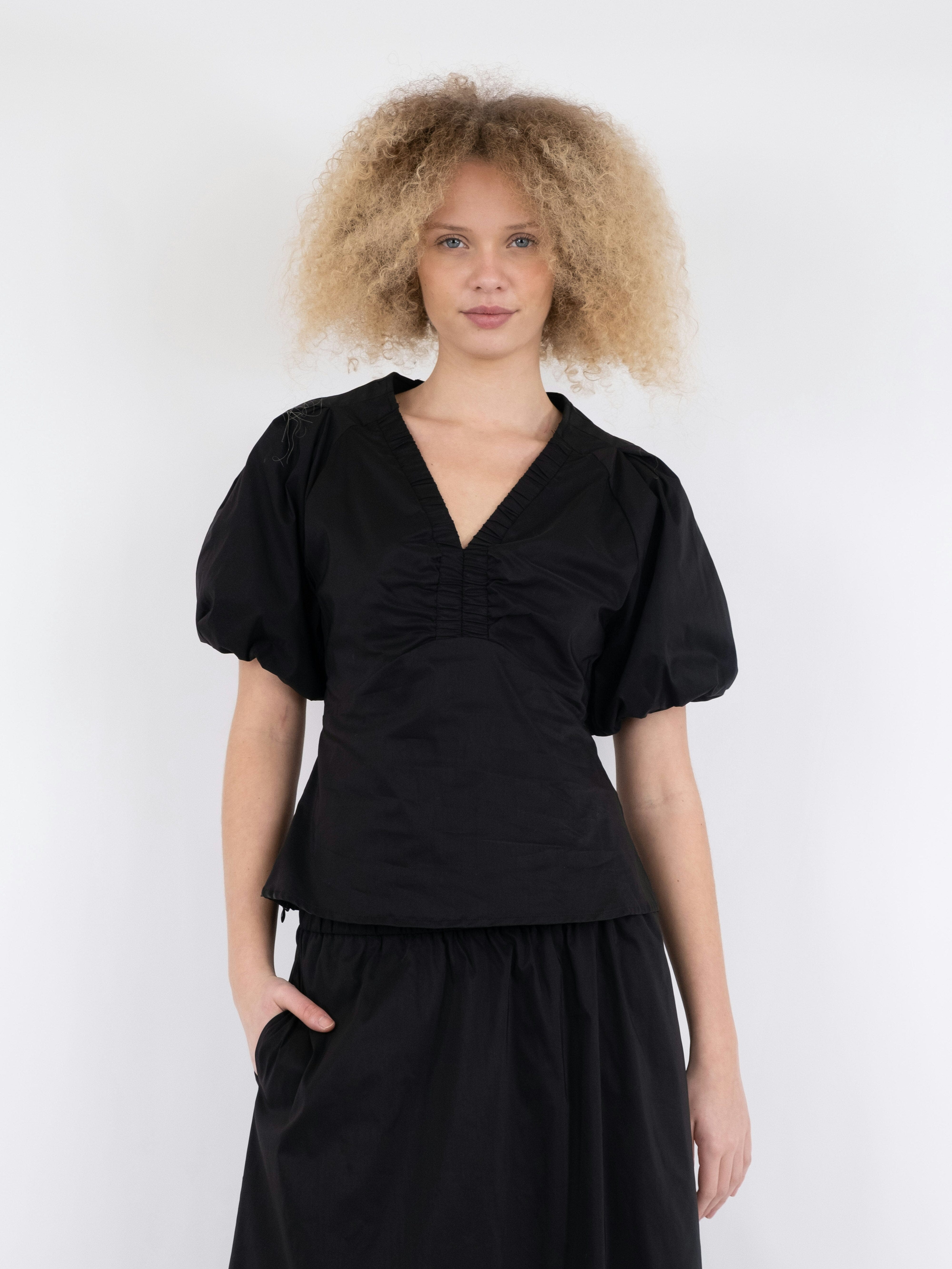 Irina Poplin Blouse 100 BLACK