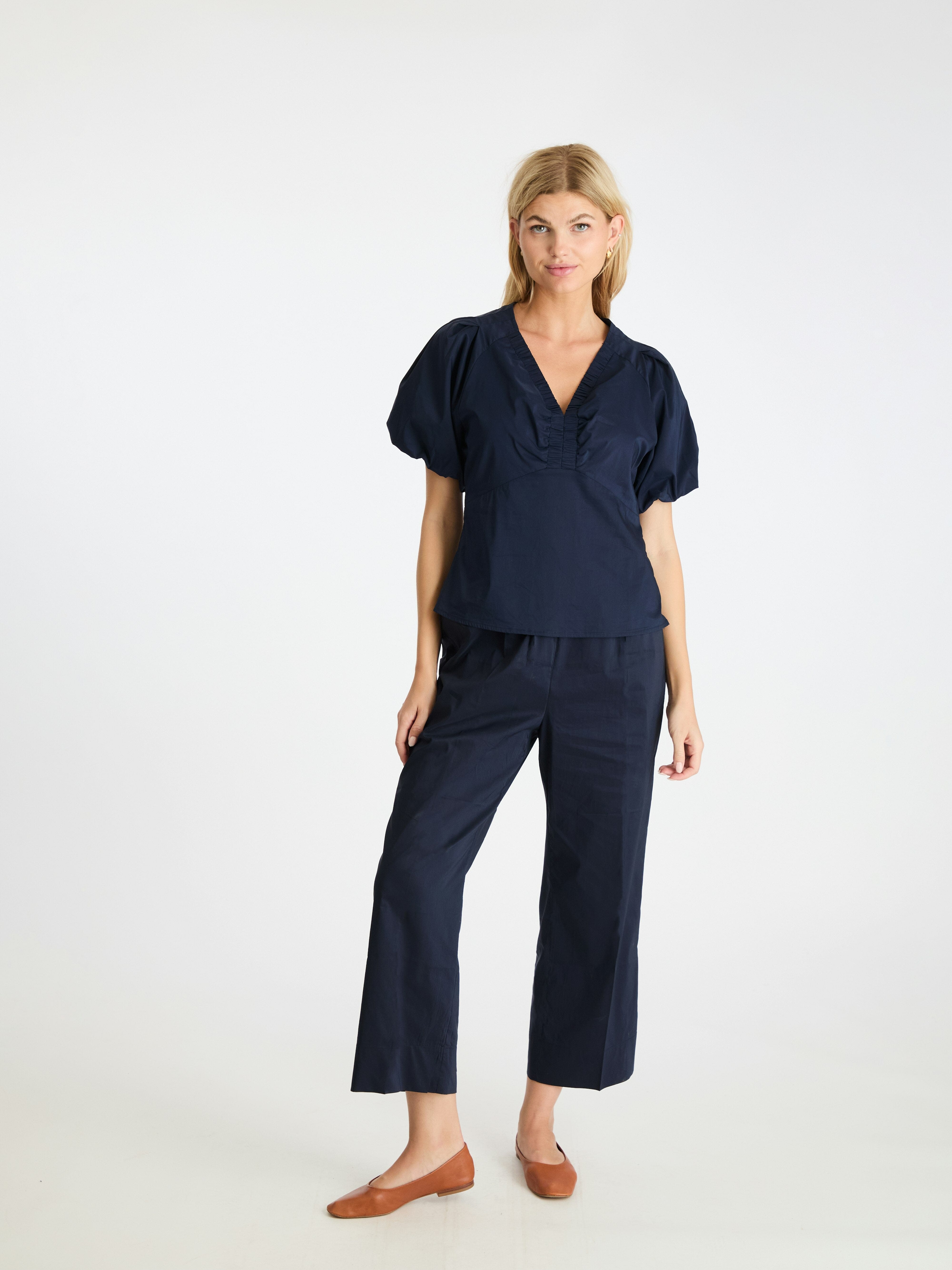 Irina Poplin Blouse 141 NAVY