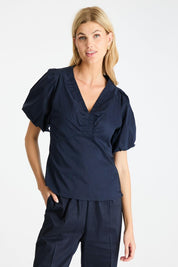 Irina Poplin Blouse 141 NAVY