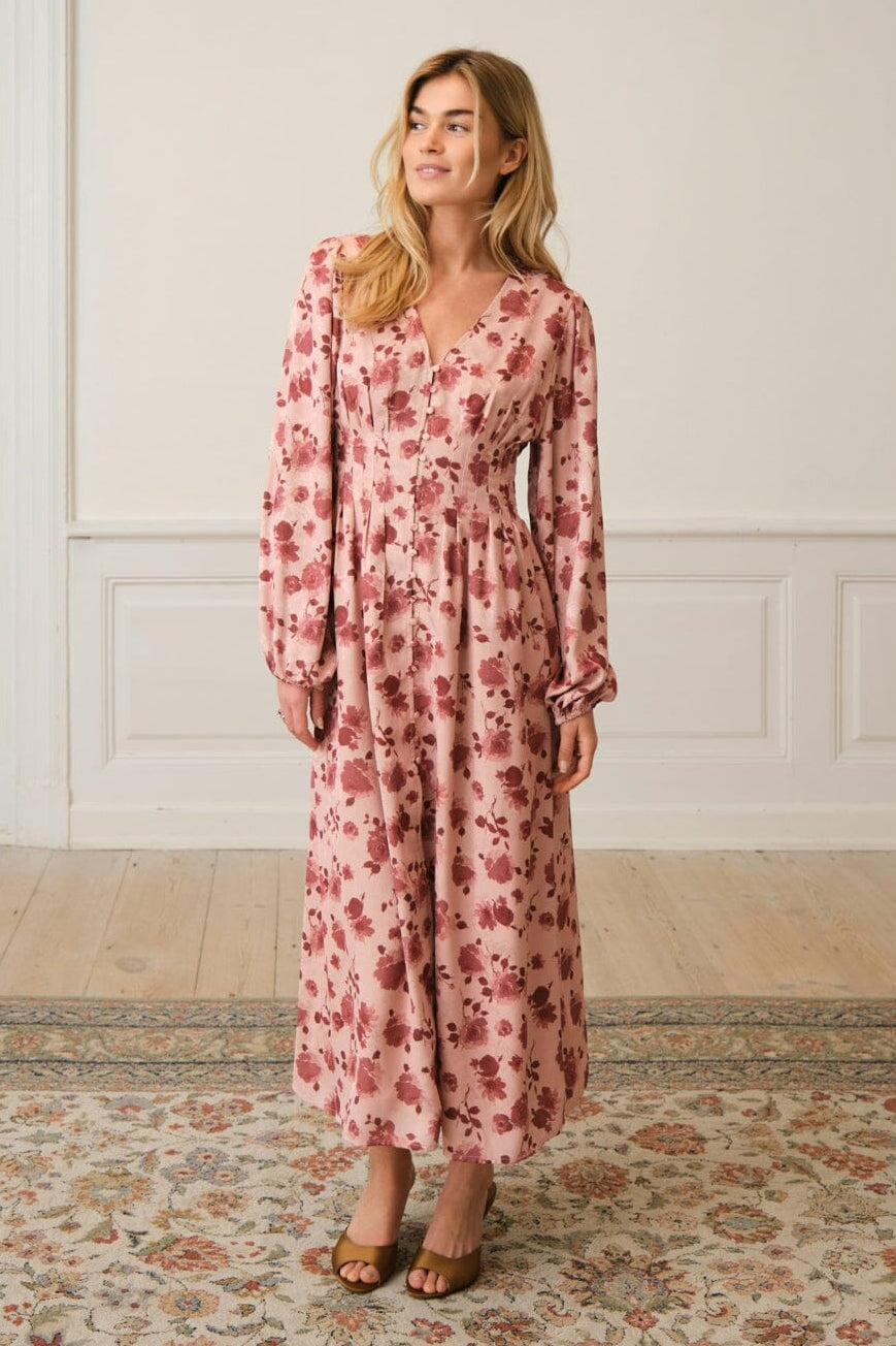 JELLIE PRINT DRESS 630 DUSTY ROSE