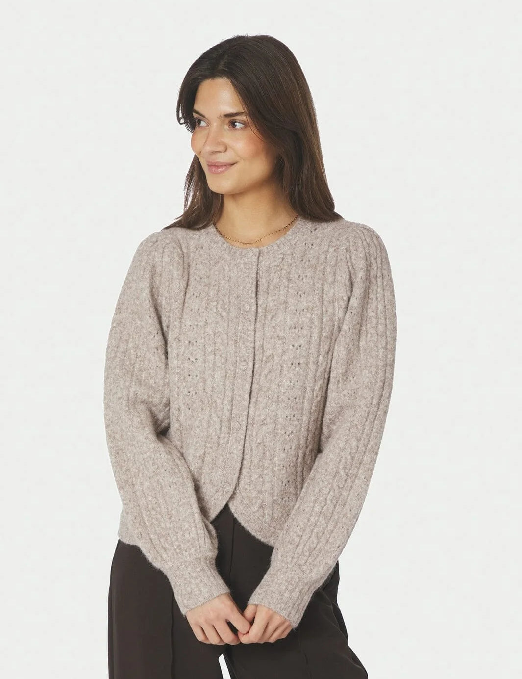 neo-noir-koteas-cable-knit-cardigan-168505-976-beige-melange-cardigans-485338.webp