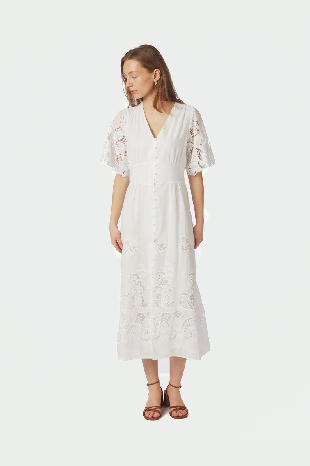 Lunette Emb Dress - 120 WHITE
