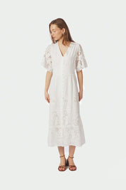 Lunette Emb Dress - 120 WHITE