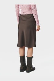 Mindie Heavy Sateen Skirt - 676 DARK BROWN