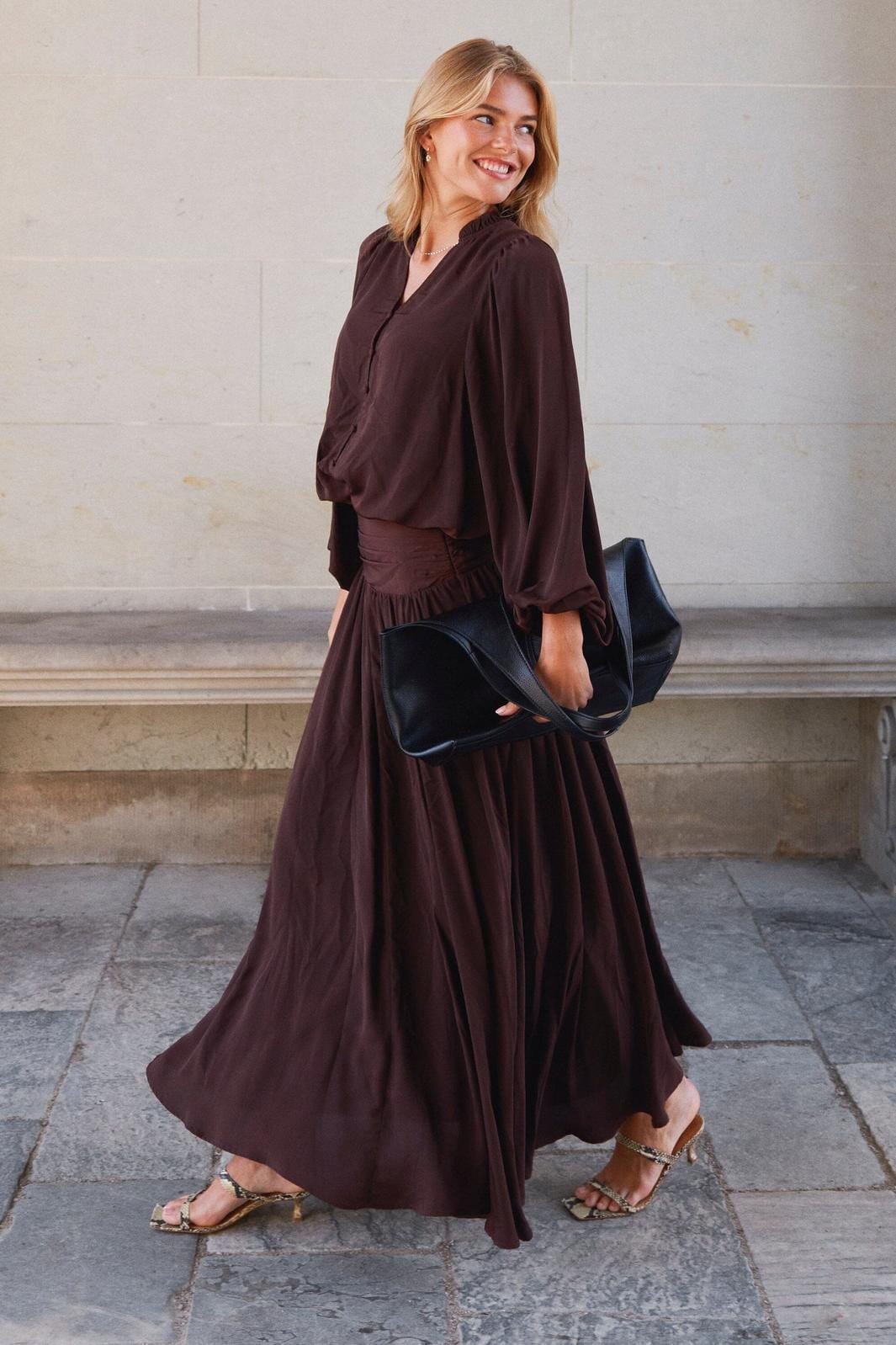 MORIEN WOVEN MAXI SKIRT 676 DARK BROWN