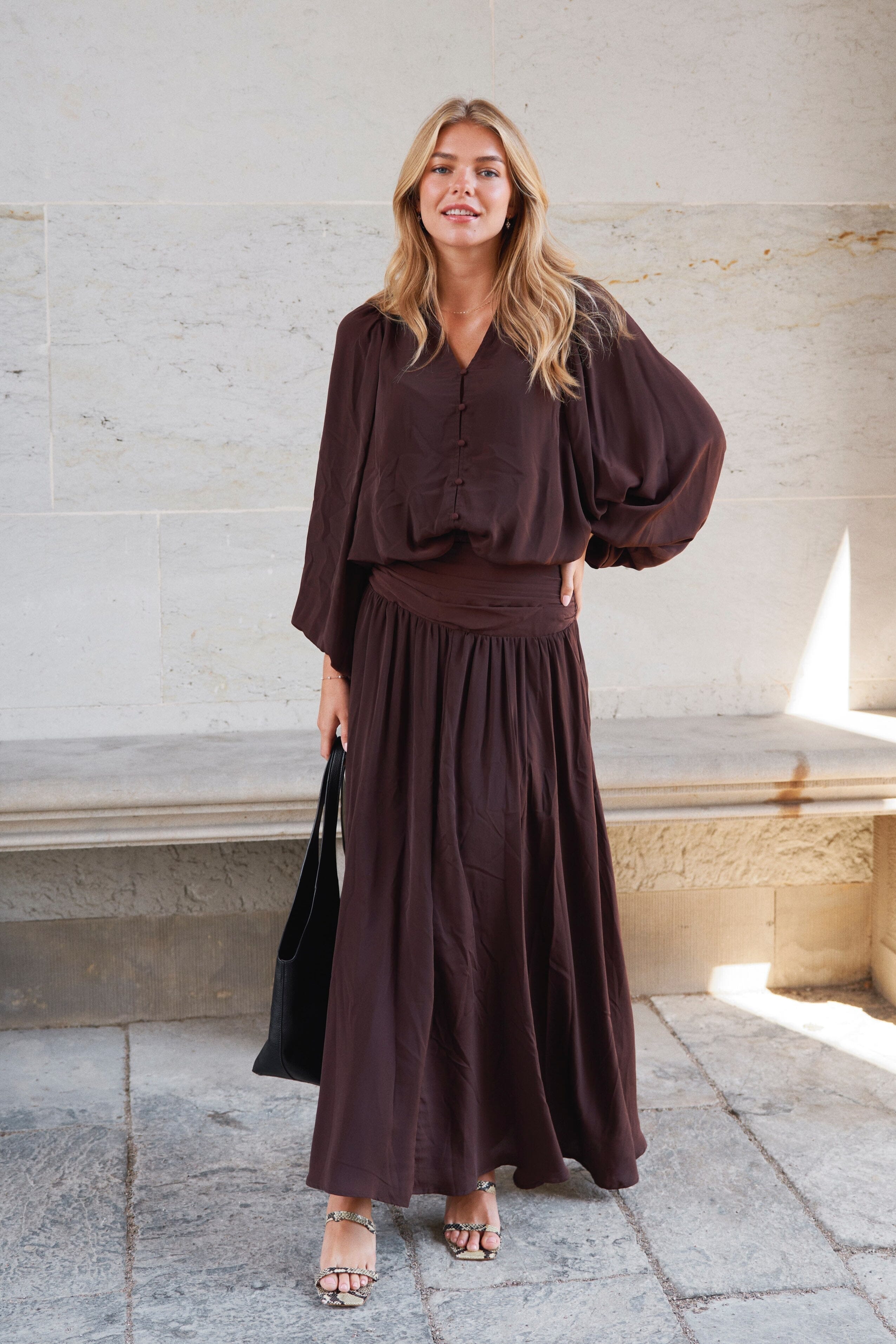 VIVETTE WOVEN BLOUSE 676 DARK BROWN