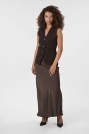 SWAY SMOOTH KNIT WAISTCOAT 676 DARK BROWN