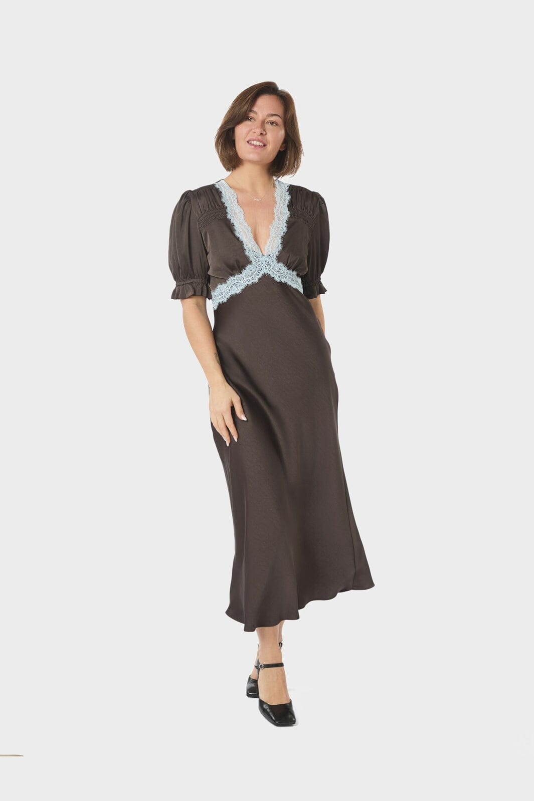 Vipe Lace Maxi Dress - 676 DARK BROWN