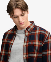 Long Sleeve Cotton Lumberjack Shirt – Worker Check Navy