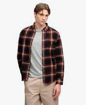 Long Sleeve Cotton Lumberjack Shirt – Worker Check Navy