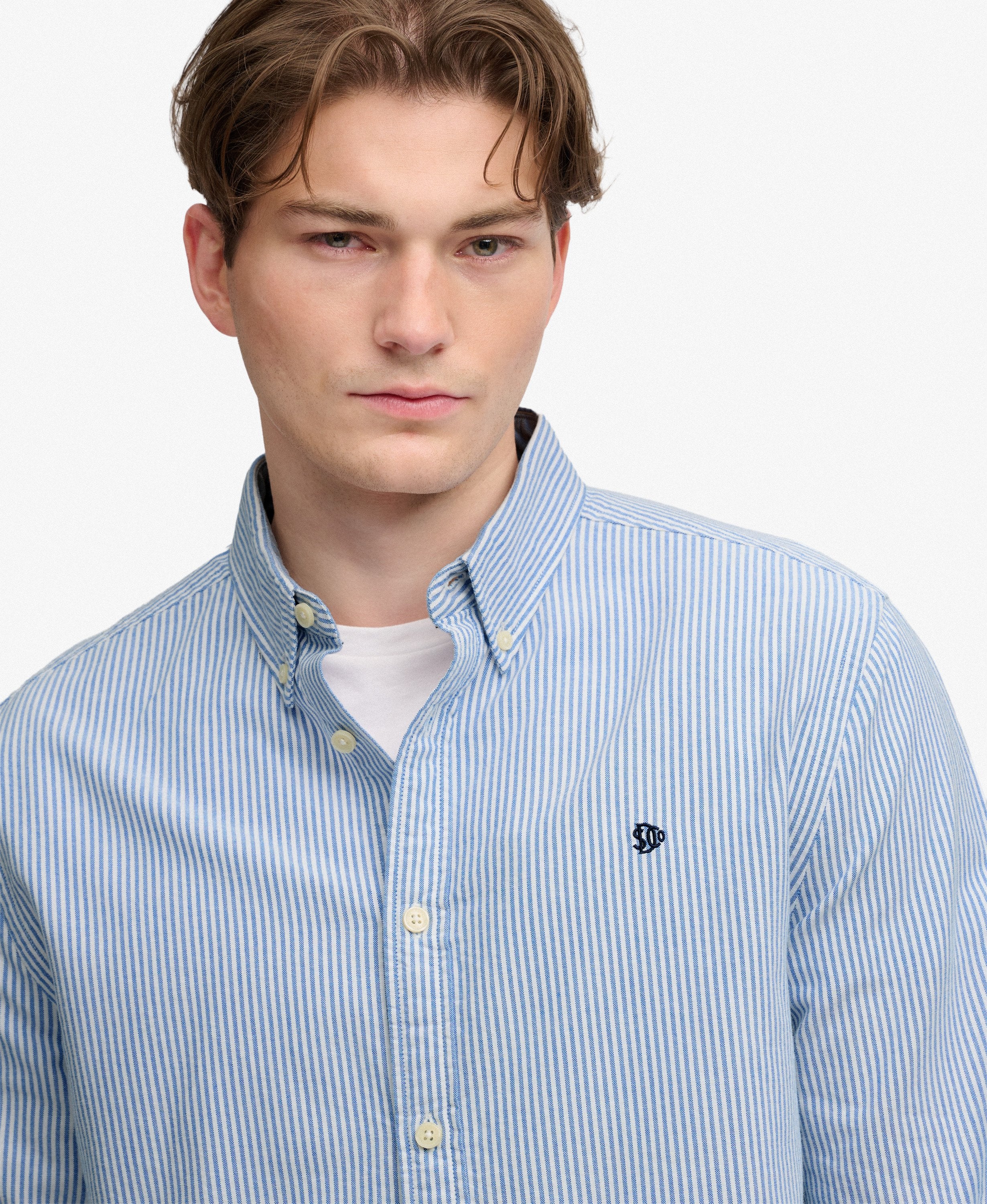 Superdry Preppy Oxford Shirt AZURE BLUE MINI STRIPE