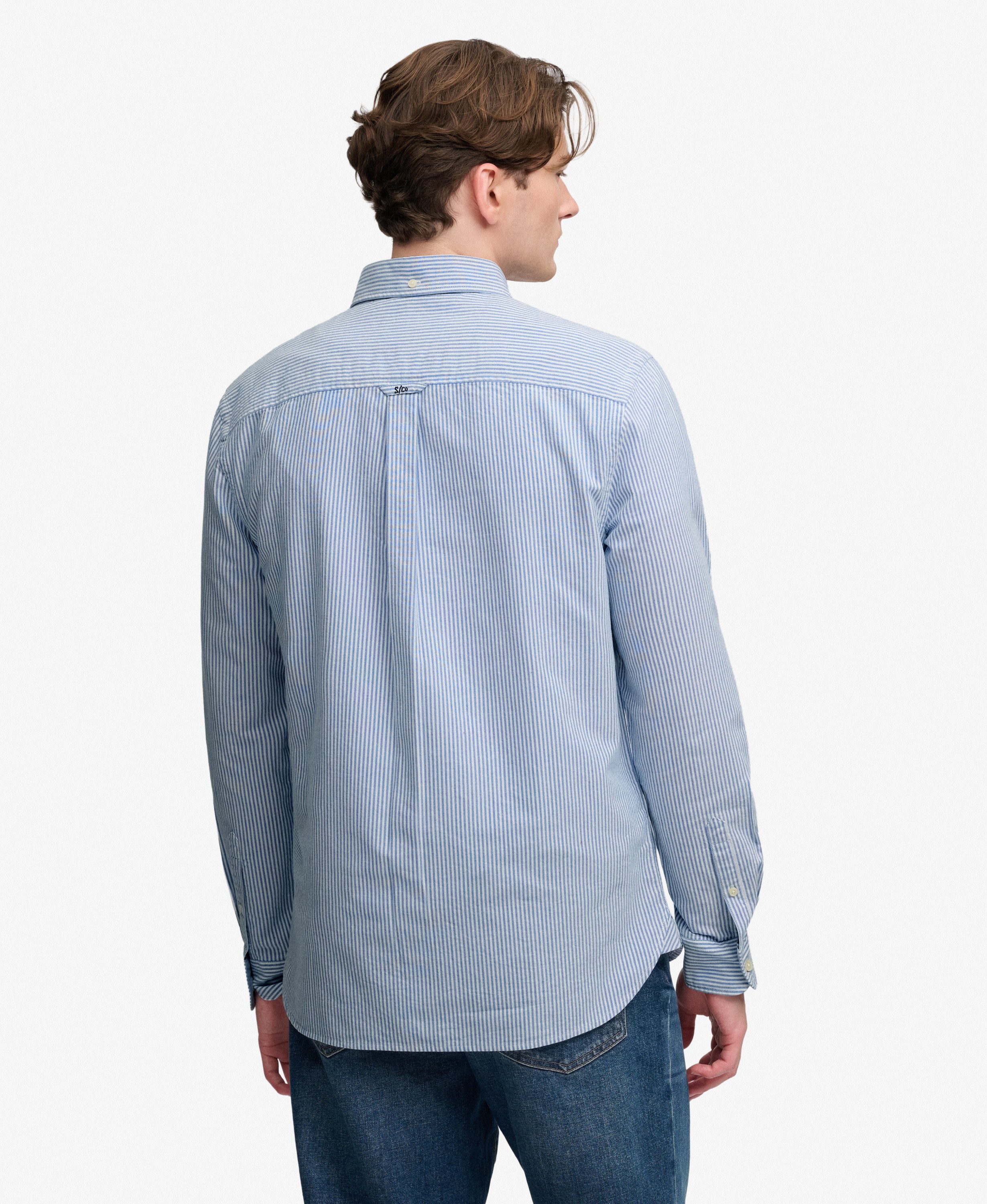 Superdry Preppy Oxford Shirt AZURE BLUE MINI STRIPE