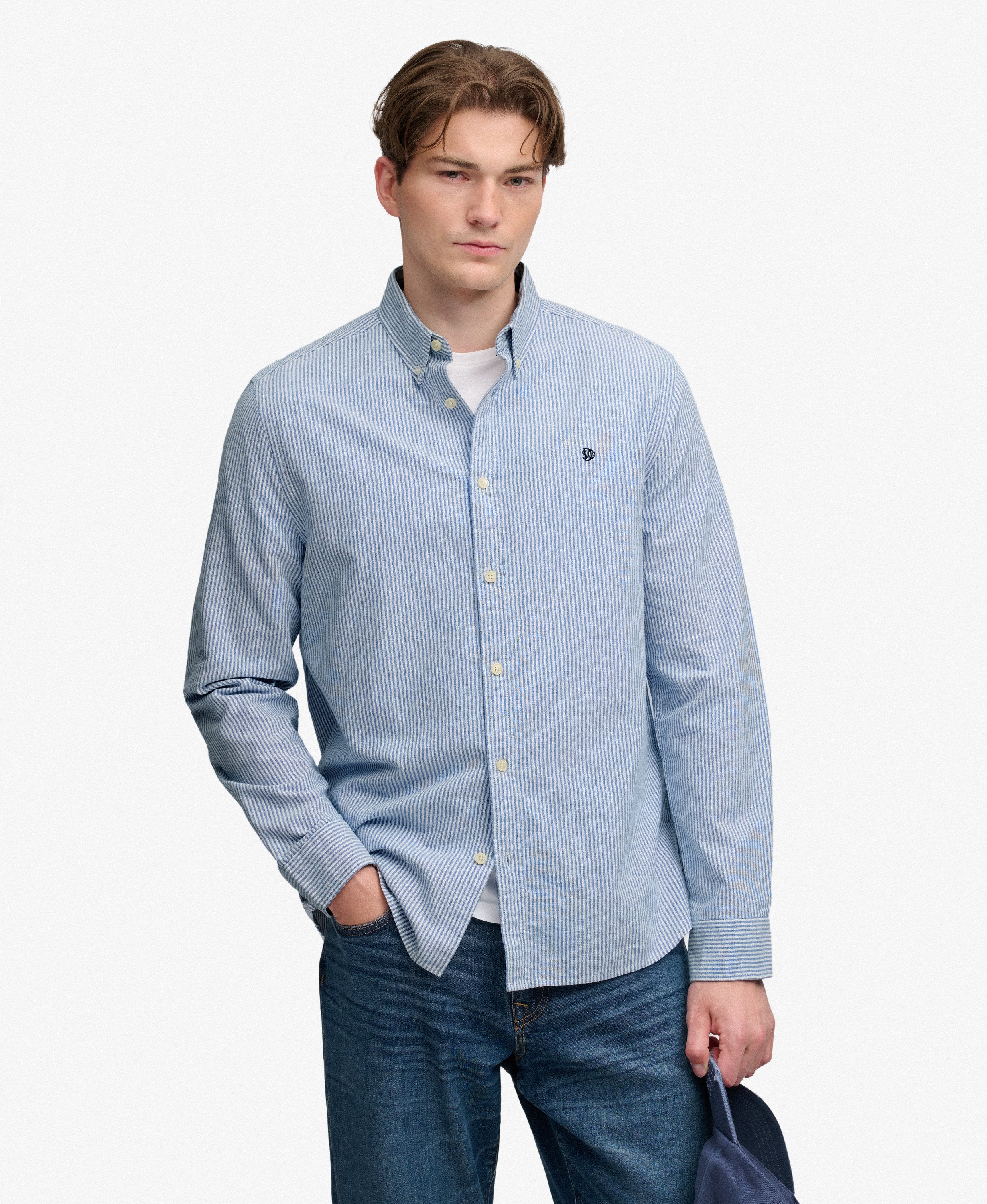 Superdry Preppy Oxford Shirt AZURE BLUE MINI STRIPE