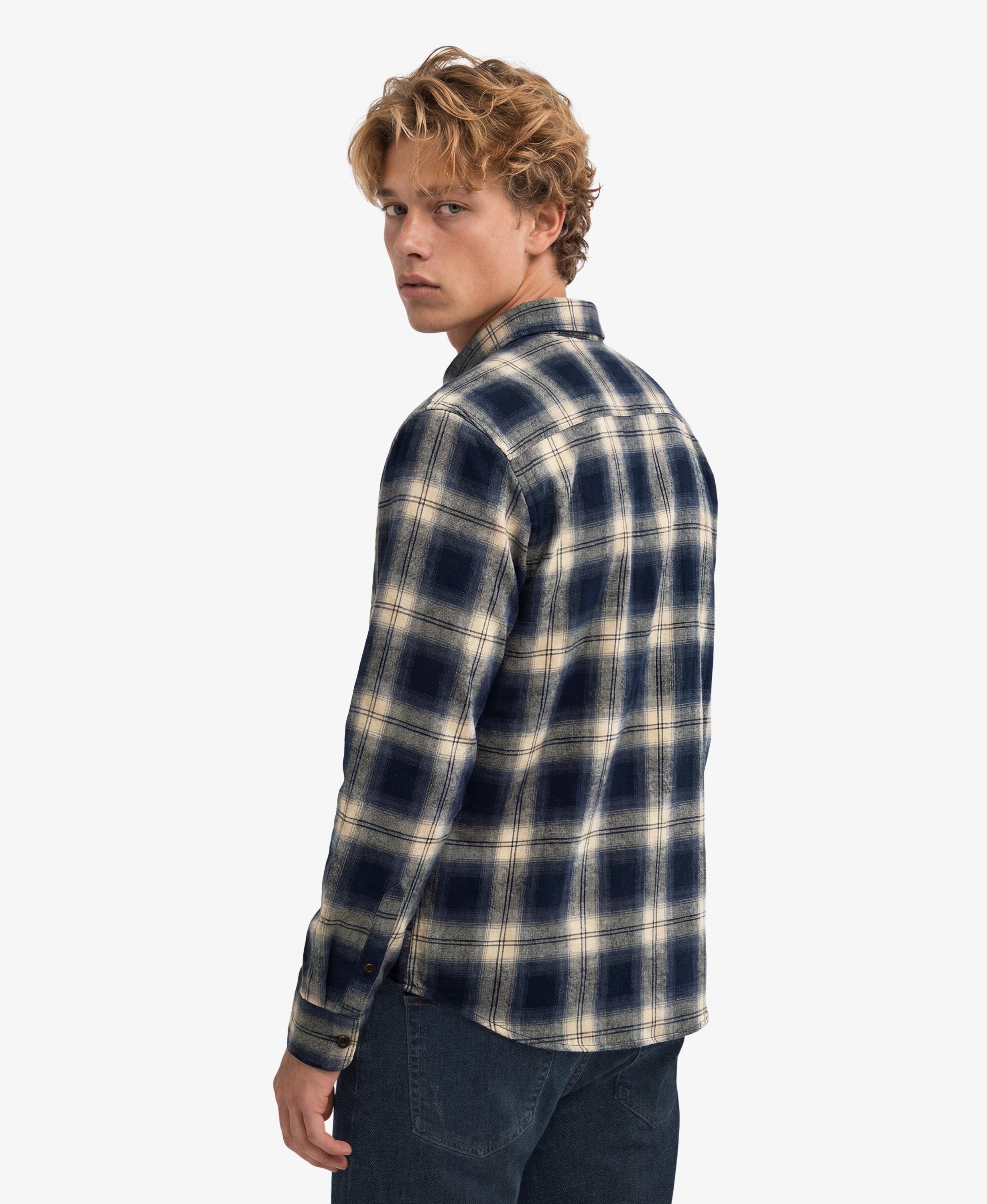 Long Sleeve Cotton Lumberjack Shirt – Cedar Check Navy