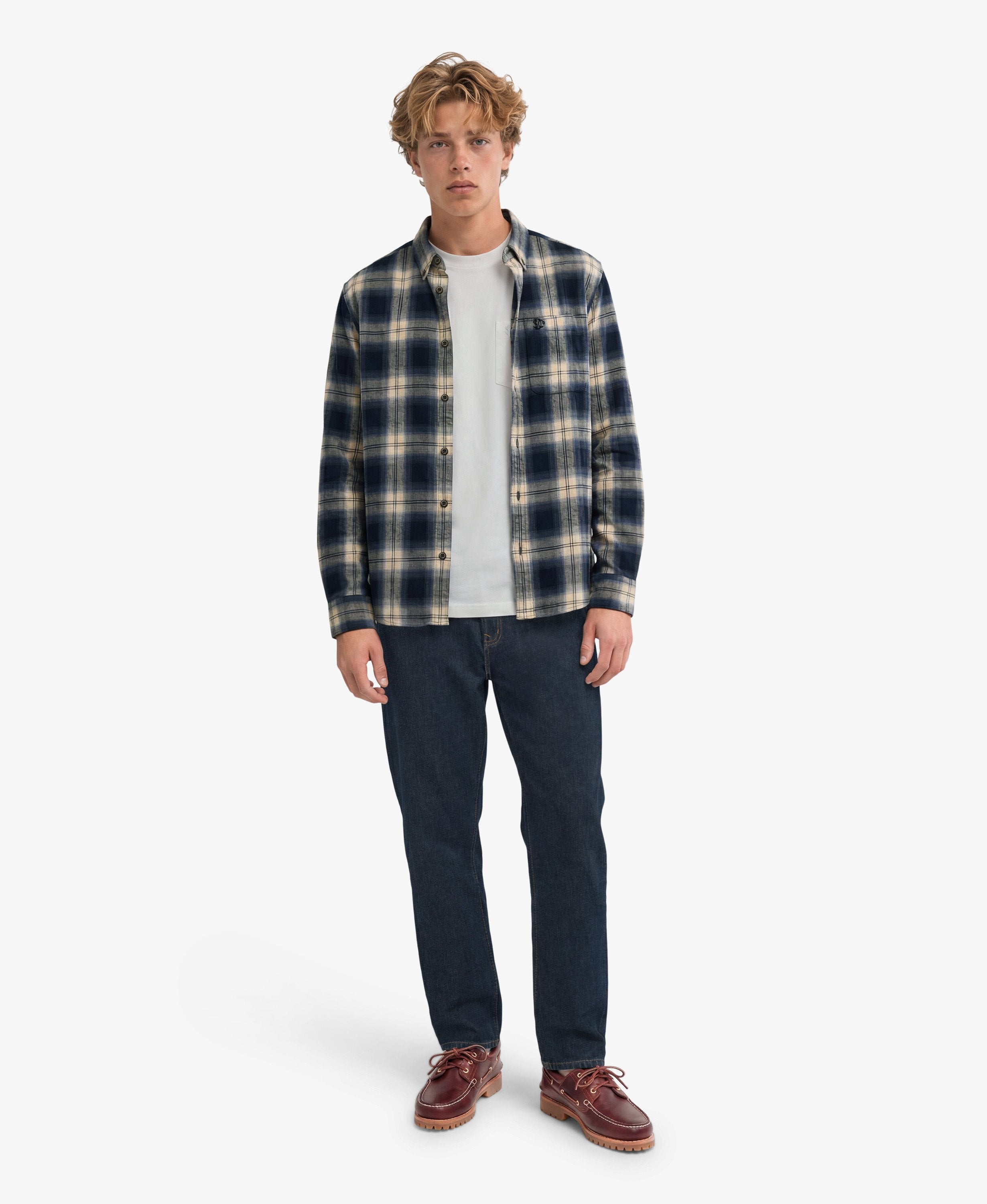 Long Sleeve Cotton Lumberjack Shirt – Cedar Check Navy
