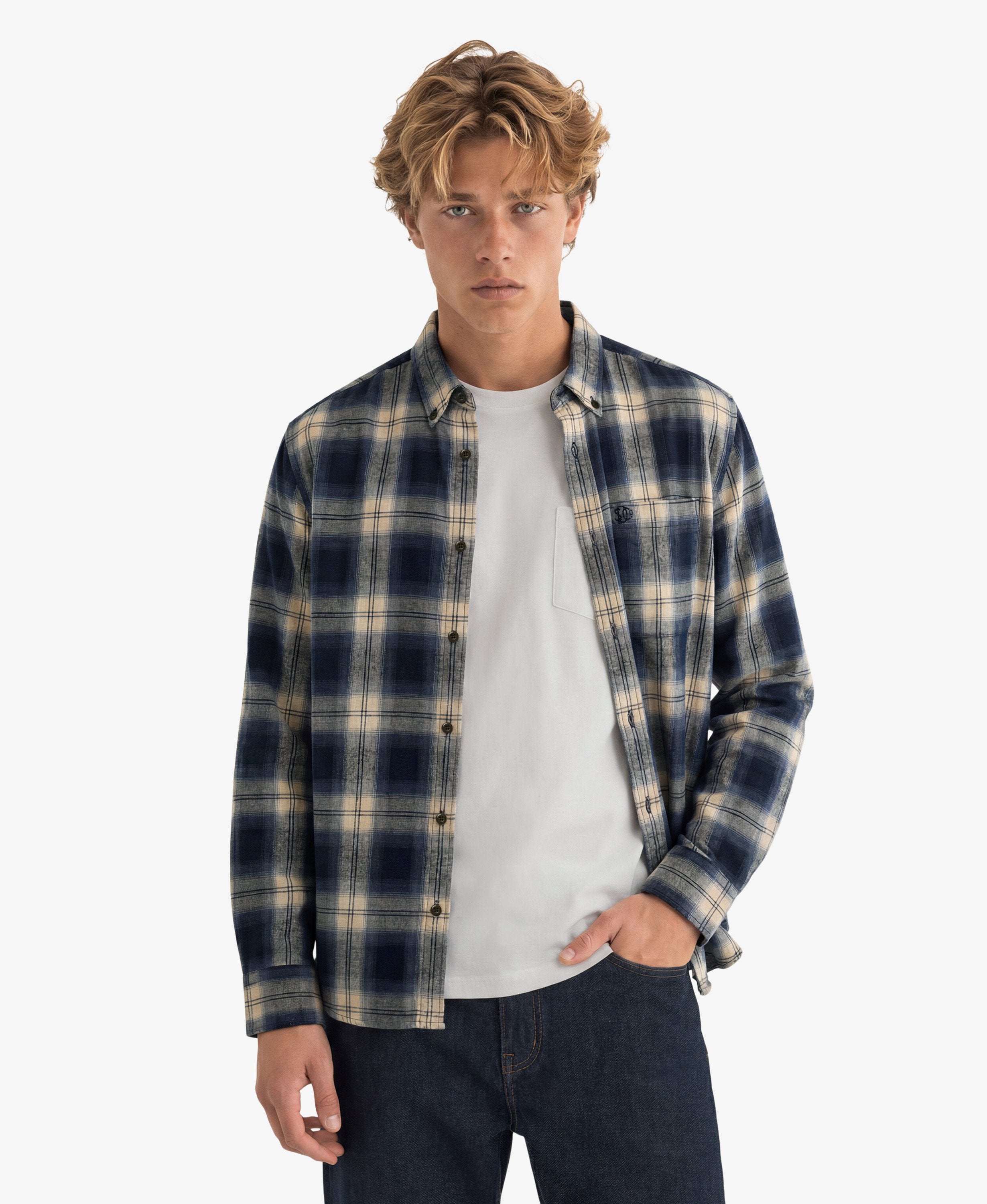 Long Sleeve Cotton Lumberjack Shirt – Cedar Check Navy