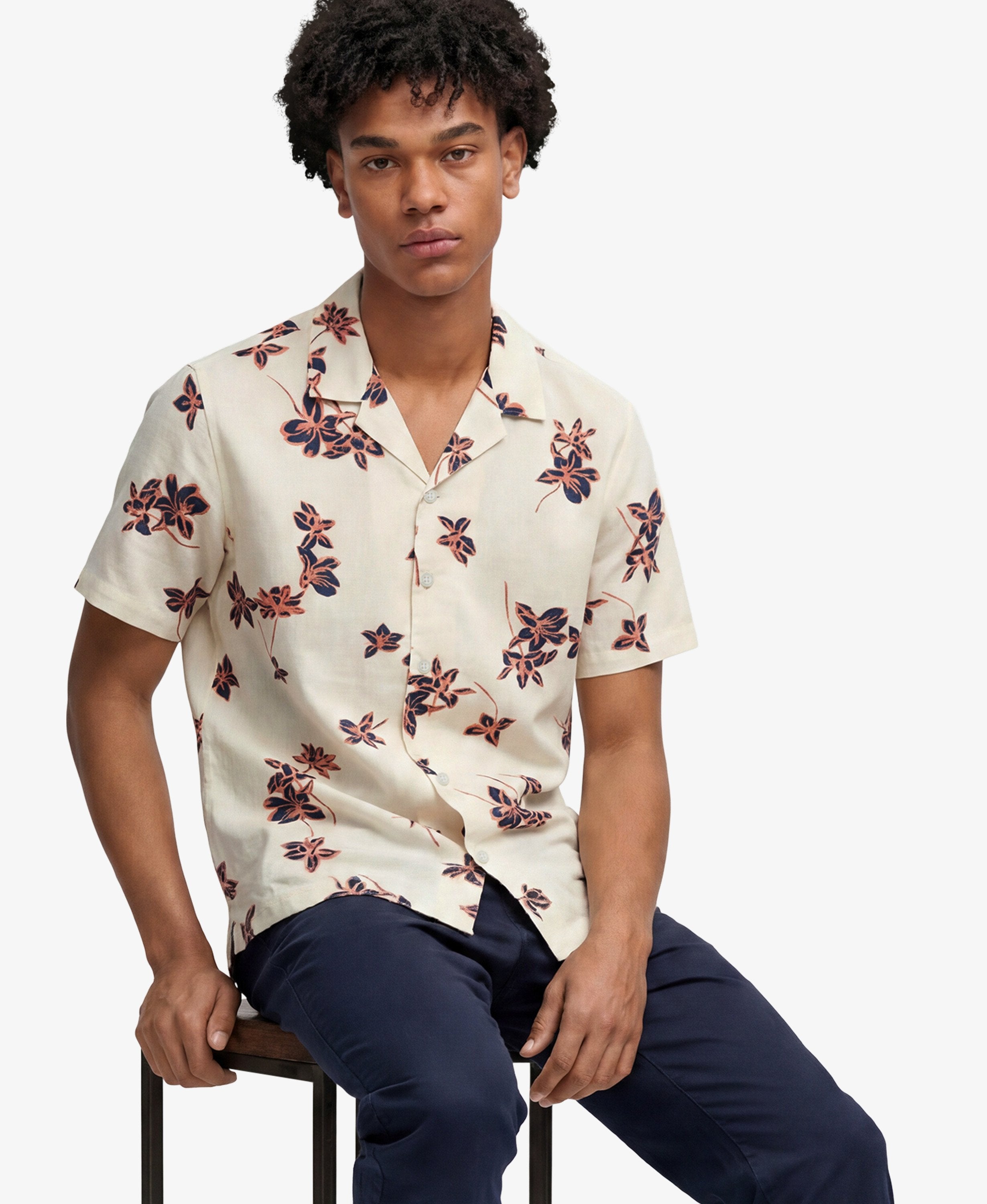 Cabana Poolside S/S Shirt – Lotus Flower Off White