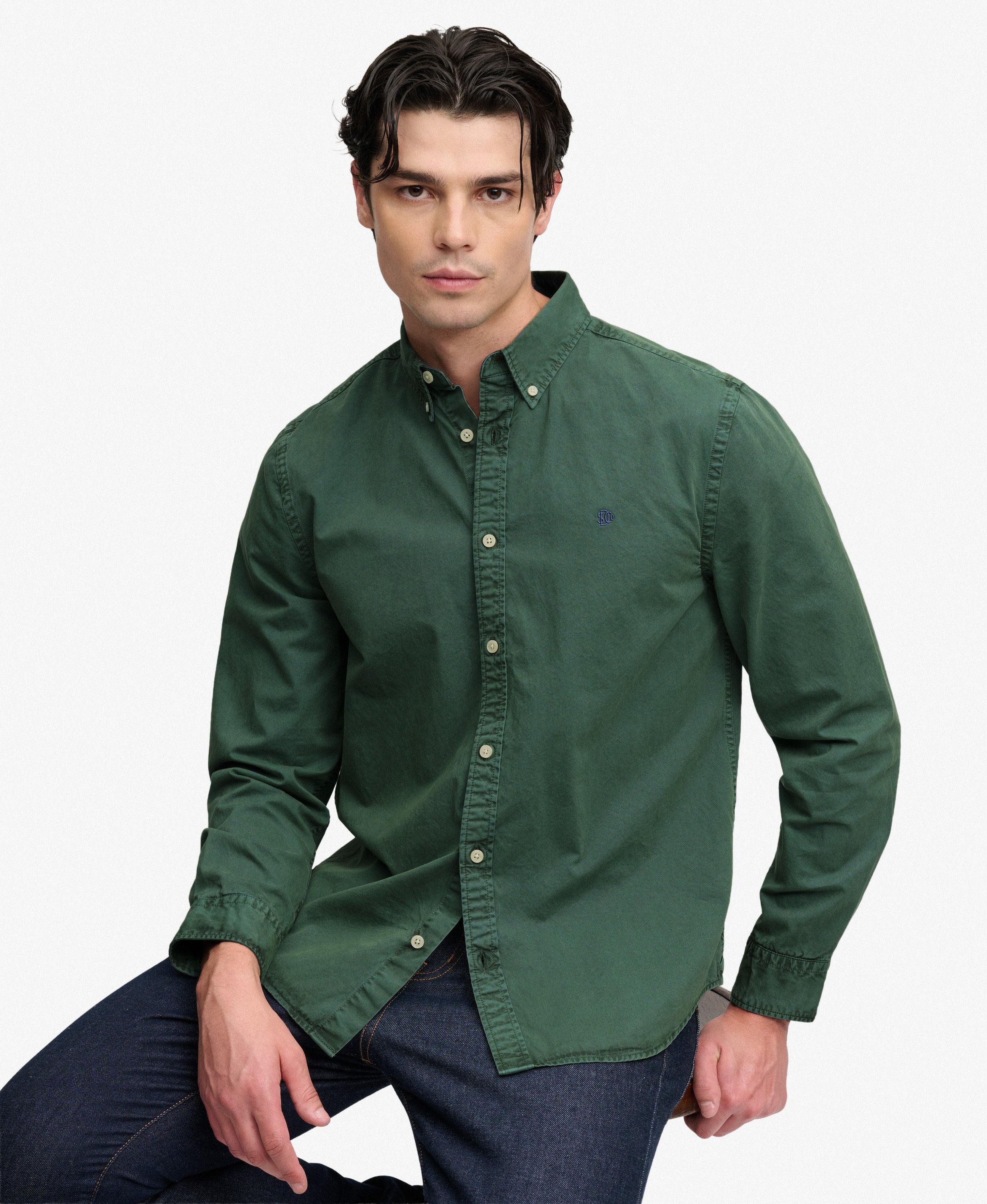 Garment Dyed Long Sleeve Shirt – Tumbled Green