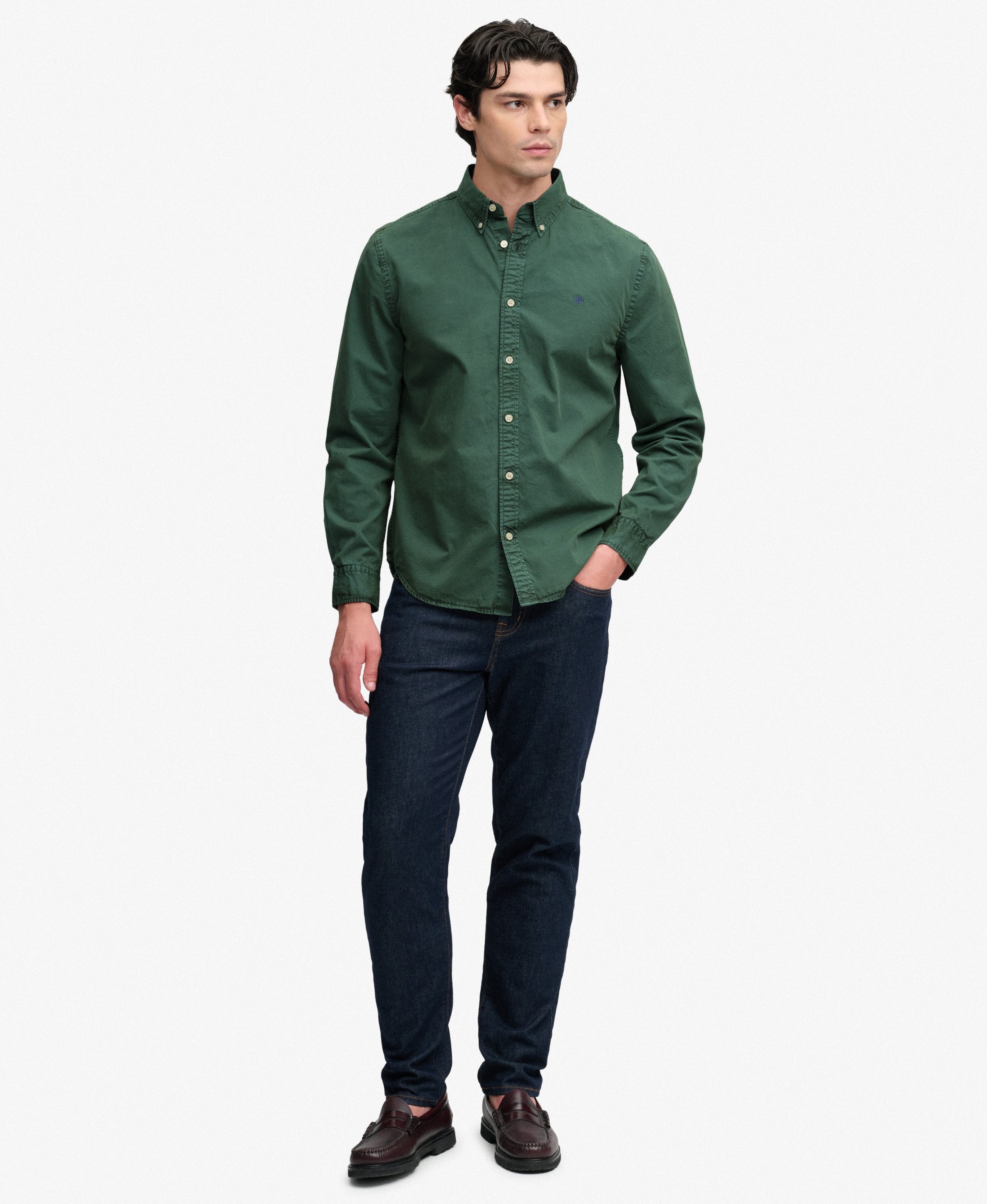 Garment Dyed Long Sleeve Shirt – Tumbled Green